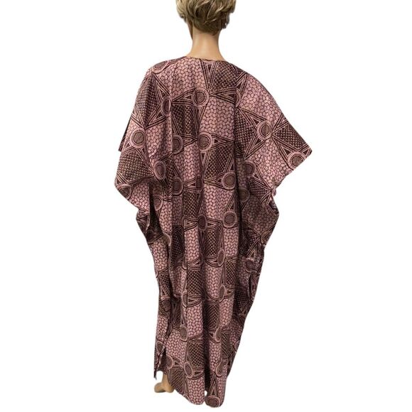 ETHNO WORLD Cape Town Geometric Print Pink Embellished Kaftan Boubou XXL PLUS - Picture 6 of 7